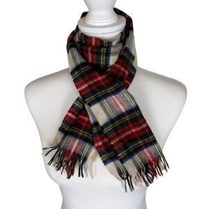 The Scotch House Cashmere Wool Scarf Dress Stewart Tartan Plaid Made in Scotland
